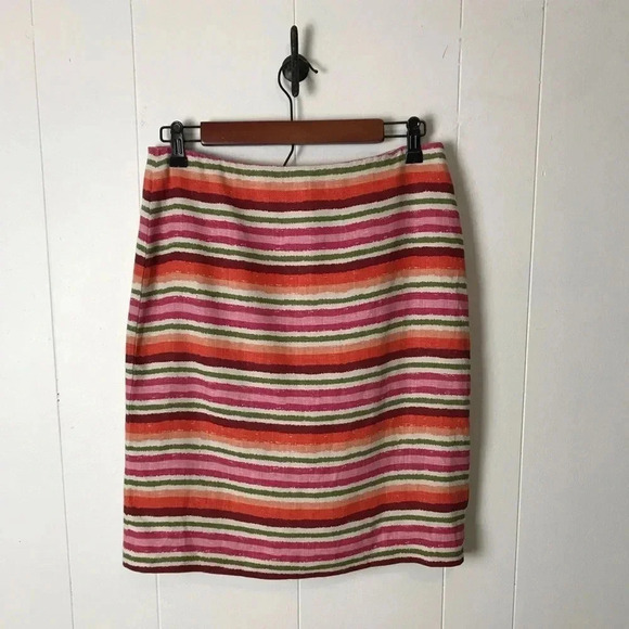 Talbots‎ 100% Linen Striped Pencil Skirt Size 4 Multi Colored - Picture 1 of 11
